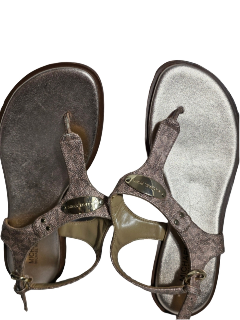 Women's Michael Kors Gold Sandals Size 7 fancy designer preppy wedding
